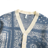 FOESCE Y2k Cashew Flowers Cardigan Men Sweater 2024 Winter Vintage Sweaters Coats Fashion Loose Harajuku Women Oversized Wool Knitted
