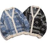 FOESCE Y2k Cashew Flowers Cardigan Men Sweater 2024 Winter Vintage Sweaters Coats Fashion Loose Harajuku Women Oversized Wool Knitted