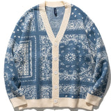 FOESCE Y2k Cashew Flowers Cardigan Men Sweater 2024 Winter Vintage Sweaters Coats Fashion Loose Harajuku Women Oversized Wool Knitted