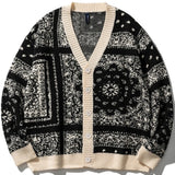 FOESCE Y2k Cashew Flowers Cardigan Men Sweater 2024 Winter Vintage Sweaters Coats Fashion Loose Harajuku Women Oversized Wool Knitted