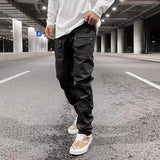 FOESCE Y2k Front Pocket Wax Pu Leather Pants for Men Straight Slim Casual Overall Ropa Hombre High Street Loose Cargos Oversized