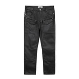 FOESCE Y2k Front Pocket Wax Pu Leather Pants for Men Straight Slim Casual Overall Ropa Hombre High Street Loose Cargos Oversized