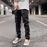 FOESCE Y2k Front Pocket Wax Pu Leather Pants for Men Straight Slim Casual Overall Ropa Hombre High Street Loose Cargos Oversized