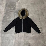 FOESCE Y2k Graphic Hip Hop Punk Grunge Gothic Solid Color Hoodies Clothes Harajuku Zip up Hoodies Aesthetics Rock Collar Streetwear