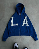 Y2k Harajuku Retro Trendy Brand Letter Embroidery Oversized Sweatshirt  Women High Street Fashion Loose Zipper Hoodie Men