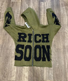 Y2k Harajuku Retro Trendy Brand Letter Embroidery Oversized Sweatshirt  Women High Street Fashion Loose Zipper Hoodie Men