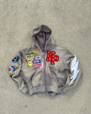 FOESCE Y2k High Street Embroidered Oversized Zipper Hoodie Women Men Harajuku Hip-hop Gothic Sweatshirt Retro Trendy Brand Streetwear