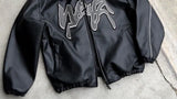 FOESCE Y2k Jackets Men New Hip Hop Retro Letter Embroidery Harajuku Fashion Pu Leather Jacket Long Sleeve Zipper Jacket Coat Streetwear