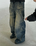 FOESCE Y2k Jeans Retro Distressed High Waisted Baggy Jeans Punk Hip Hop Men Women Wide Leg Straight Denim Pants Slouchy Streetwear