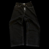 FOESCE Y2k Men Retro Harajuku Clothing 2025 New Baggy Casual Wide Leg Jeans Hip Hop Print Jeans Trend Fashion Black High waist Jean