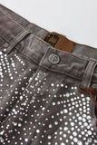 FOESCE Y2k Shorts Men Retro Hip Hop Rhinestone Pattern Harajuku Fashion Loose Gym Basketball Shorts Goth Casual Sweatpants Streetwear