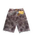 FOESCE Y2k Shorts Men Retro Hip Hop Rhinestone Pattern Harajuku Fashion Loose Gym Basketball Shorts Goth Casual Sweatpants Streetwear