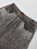 FOESCE Y2k Shorts Men Retro Hip Hop Rhinestone Pattern Harajuku Fashion Loose Gym Basketball Shorts Goth Casual Sweatpants Streetwear