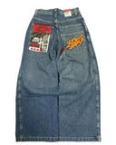 FOESCE Y2k Streetwear Punk Hip Hop Jeans West Coast Workwear Ripped Rap Style Loose Wash Plus Size Clothing Men Mopping Pants