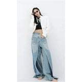 FOESCE Y2k Vintage Blue Baggy Jeans Women High Waist  Aesthetic Harajuku Denim Trousers 90s Trashy Emo 2000s Grunge Cargo Pants