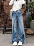 FOESCE Y2k Vintage Blue Baggy Jeans Women High Waist  Aesthetic Harajuku Denim Trousers 90s Trashy Emo 2000s Grunge Cargo Pants