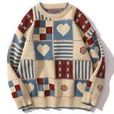 FOESCE Y2k Vintage Sweater Men Hip Hop Streetwear 2025 Harajuku Retro Japanese Style Love Oversized Women Knitted Sweater Wool Pullover