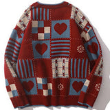 FOESCE Y2k Vintage Sweater Men Hip Hop Streetwear 2025 Harajuku Retro Japanese Style Love Oversized Women Knitted Sweater Wool Pullover