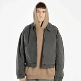 FOESCE Yao Fashion Vintage Kanye Casual Coach Jacket Style Streetwear Solid Color Jacket Zipper Oversize Vintage Coat Jacket For Men