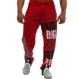 FOESCE Young Style Casual Sweatpants Men Pants Loose Straight Deep Crotch Digital Printing Jogging Elastic Waist Men Trousers for Gym
