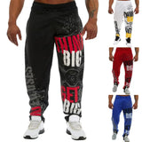 FOESCE Young Style Casual Sweatpants Men Pants Loose Straight Deep Crotch Digital Printing Jogging Elastic Waist Men Trousers for Gym