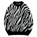 FOESCE Zebra Sweater Men Autumn New Hip Hop Harajuku Streetwear Vintage Sweaters Loose Fashion Pullover Knit Couples Large Size Knitted