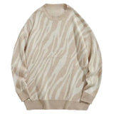 FOESCE Zebra Sweater Men Autumn New Hip Hop Harajuku Streetwear Vintage Sweaters Loose Fashion Pullover Knit Couples Large Size Knitted