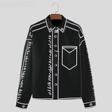 FOESCE Handsome Men Tops 2025 Manga Cartoon Printed Line Shirt Fashion Male Streetwear Hot Sale Loose Long Sleeved Blouse S-5XL