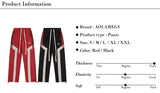 Hip Hop Streetwear Men's Fleece Pants Outdoor Solid Color all-Match Stripe Splicing Pants Casual Fashion High Street Trousers