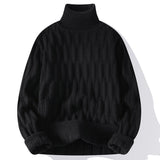 Autumn Winter Men's Turtleneck Sweaters Fashion Jacquard Knitted Pullovers Men Casual Knitting Solid Color Turtleneck Sweater
