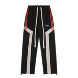 Hip Hop Streetwear Men's Fleece Pants Outdoor Solid Color all-Match Stripe Splicing Pants Casual Fashion High Street Trousers