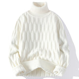 Autumn Winter Men's Turtleneck Sweaters Fashion Jacquard Knitted Pullovers Men Casual Knitting Solid Color Turtleneck Sweater