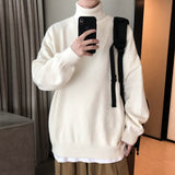 Men Oversized Turtleneck Sweaters Winter Korean Fashions Pullover Harajuku Black Knitwear