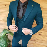 Foesce Mens Wedding Suits Groom Wear Tuxedos Prom Dresses Best Man Suit Party Suit Business Suit Three Pieces Suit( Jacket+Pants+Vest)