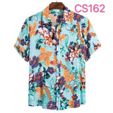 Fashion Dot Mens Hawaiian Beach Shirts  Summer New Short Sleeve Floral Print Tropical Aloha Shirts Holiday Vacation Clothing