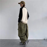 Foesce Streetwear Loose Casual Pants Large Pocket Wide Leg Pants Overalls Retro Super Military Oversized Sweatpants Fashion Trousers
