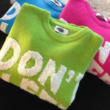 American retro O-neck sweater boys autumn winter loose knit sweater trend letter embroidery lovers pullover cool punk streetwear