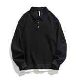 Mens Polo Collar Sweatshirt Men  Cotton Sweatshirts Oversized Korean Streetwear Casual Black Golf Jersey Men