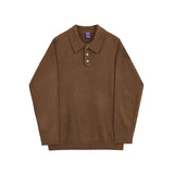Autumn Men's Polo Collar Lightweight Sweater Men's Loose Korean Fashion Kintwear Long Sleeve Oversized Clothes Male