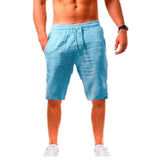Foesce New Men's Cotton Linen Shorts Pants Male Summer Breathable Solid Color Linen Trousers Fitness Streetwear S-3XL