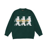 Hip Hop Letter and Person Print Vibe Retro Mens Sweaters Oversize Harajuku Round Neck Pullover Loose Casual Knitted Autumn Tops