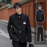 Three Piece Suit Jacket Men's Korean Trousers Uniform Western-style Clothes Black Color Pants A Set Clothes Fashion Coats