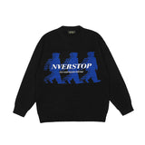 Hip Hop Letter and Person Print Vibe Retro Mens Sweaters Oversize Harajuku Round Neck Pullover Loose Casual Knitted Autumn Tops