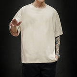 Foesce New Summer Men's T Shirt Fashion Solid T Shirt Mens Oversized Hip Hop Short Sleeve Casual Cotton Mens Streetwear Top Tees