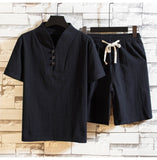 Foesce-(Shirt +shorts) summer new arrival men shirt Man Cotton and linen shirts Short sleeve men's casual shirts men size M to 5XL