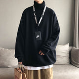 Men Oversized Turtleneck Sweaters Winter Korean Fashions Pullover Harajuku Black Knitwear