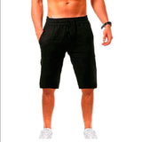 Foesce New Men's Cotton Linen Shorts Pants Male Summer Breathable Solid Color Linen Trousers Fitness Streetwear S-3XL