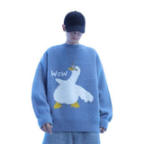 Harajuku Knitted Sweater Men Women Cartoon Goose Pattern Sweater Pullover Hip Hop Streetwear Loose Spring Autumn Sweater