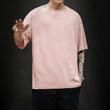 Foesce New Summer Men's T Shirt Fashion Solid T Shirt Mens Oversized Hip Hop Short Sleeve Casual Cotton Mens Streetwear Top Tees