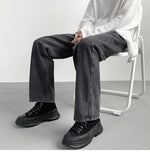 Foesce Korean Men's Baggy Homme Casual Pants Classic Cargo Pocket Blue/black Color Jeans Biker Denim Oversized Trousers M-2XL